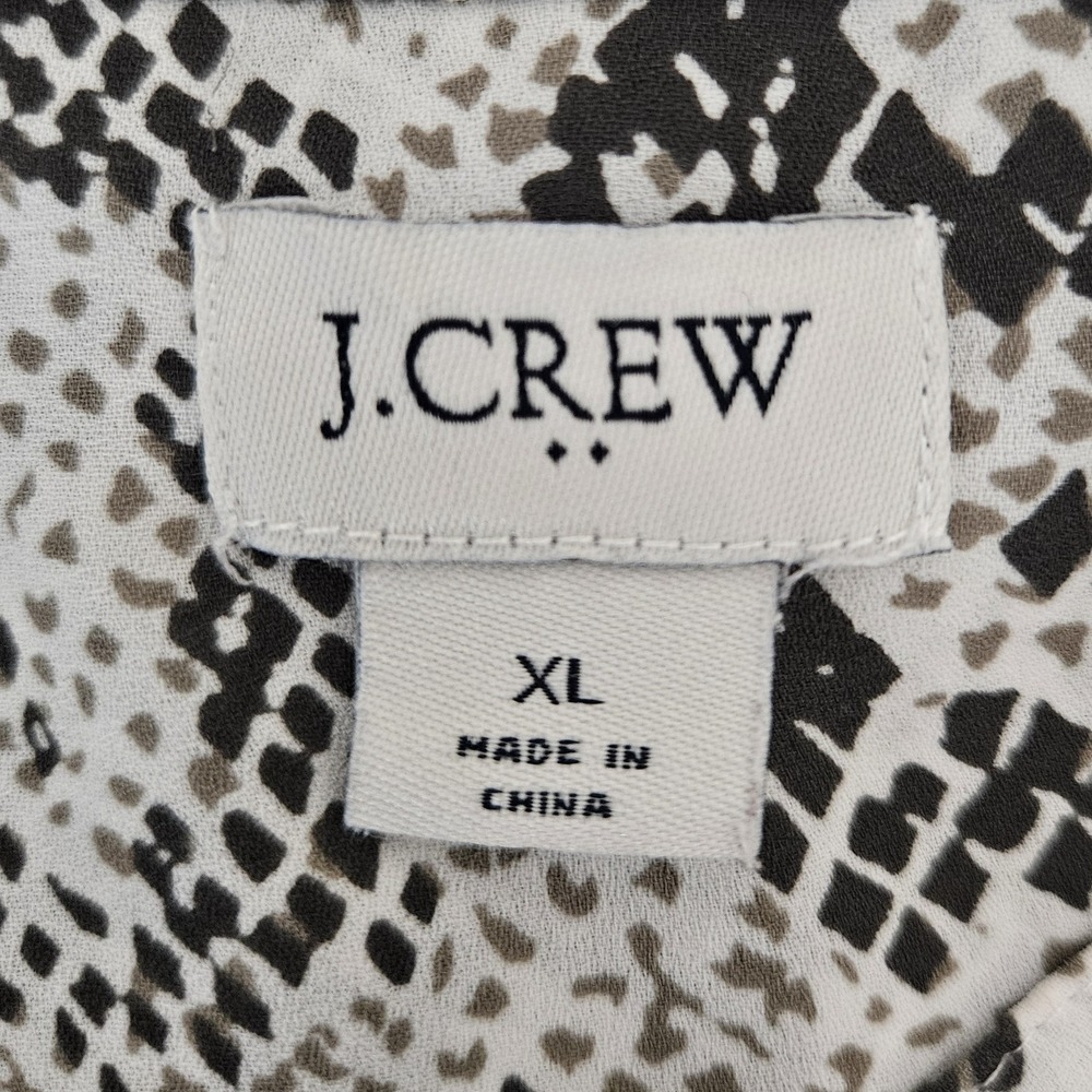 J. Crew Button Down Blouse Womens XL Gray Snakeskin Print Band Collar Office - Picture 6 of 7
